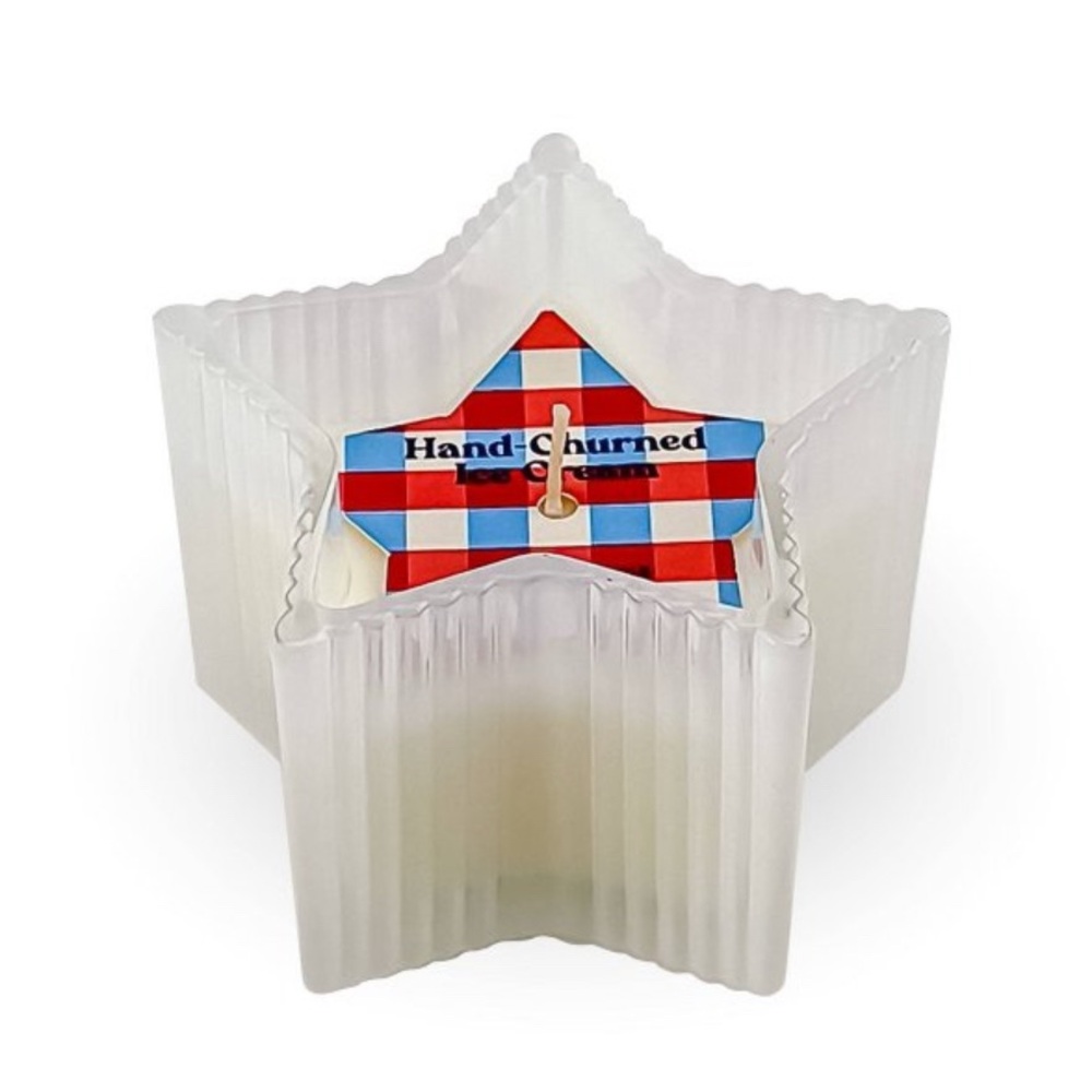 TARGET Bullseye🇺🇸 Ribbed Star Glass Candle WHITE 🇺🇸 Hand Churned Ice Cream Scent